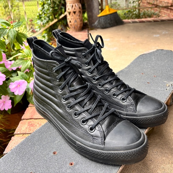 Waterproof Leather lunarlon Chuck Taylor converse All Star Sneakers black quilt - Picture 1 of 14